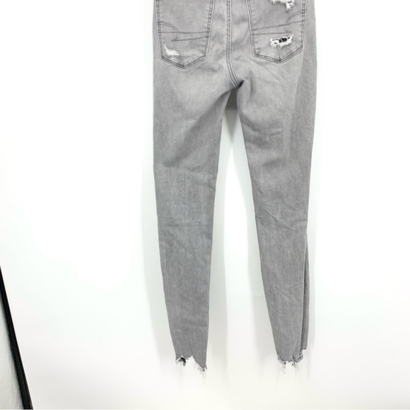 American Eagle Women Size 2 LONG Jeans Light Gray Distressed Pants Jegging Slim - Picture 5 of 8